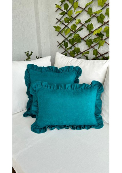 Vıntage Fırfırlı Petrol Yeşili Kırlent Kılıfı 1AD fiyatları