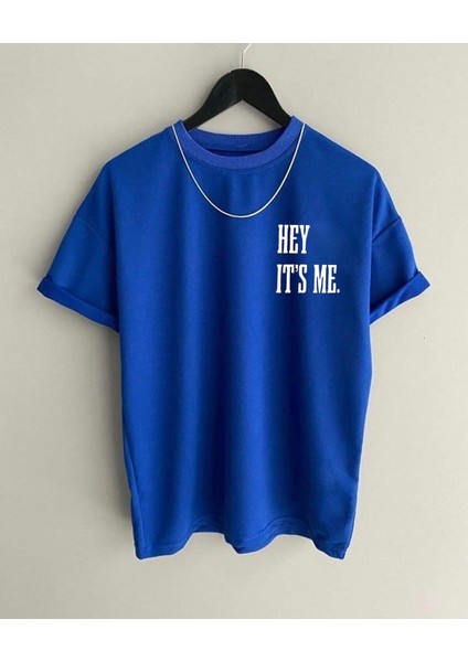 Oversize Hey It's Me Baskılı Siyah Tshirt