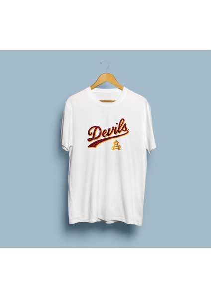 Oversize Devils Yazı Tasarım Unisex T-Shirt