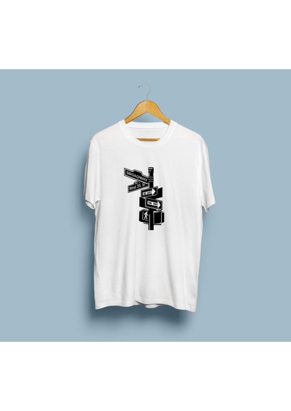 Oversize West Side Tabelaları Tasarımlı Unisex T-Shirt