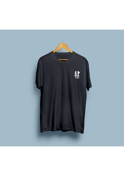 Oversize Melek ve Şeytan Tasarımlı Unisex T-Shirt