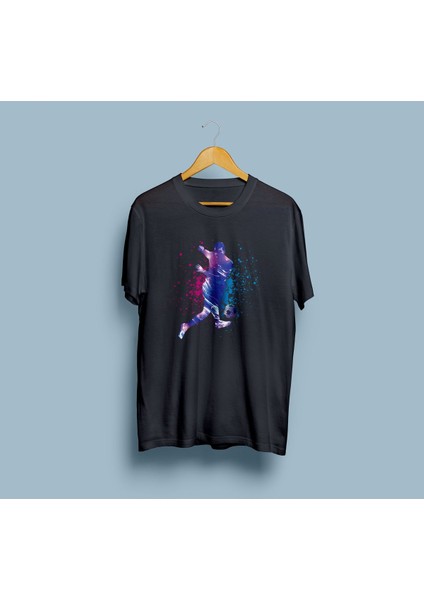 Oversize Dijital Tasarım Futbolcu Baskılı Unisex T-Shirt