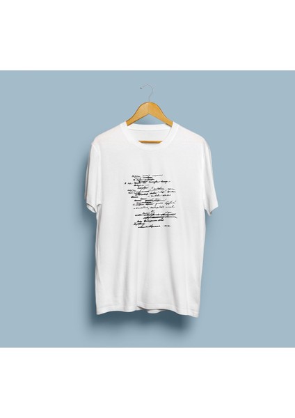 Oversize Anlaşılmayan Yazılar Tasarım Unisex T-Shirt