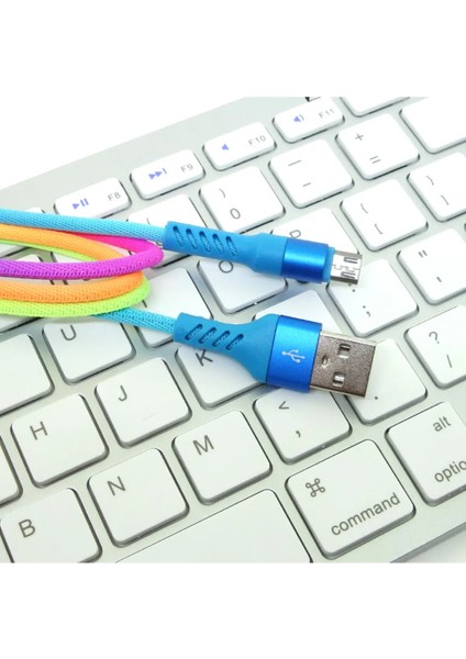 Type-C To Type-C 2A Hızlı Şarj Kablosu Renkli Örgü Dayanıklı Veri ve Şarj Kablosu