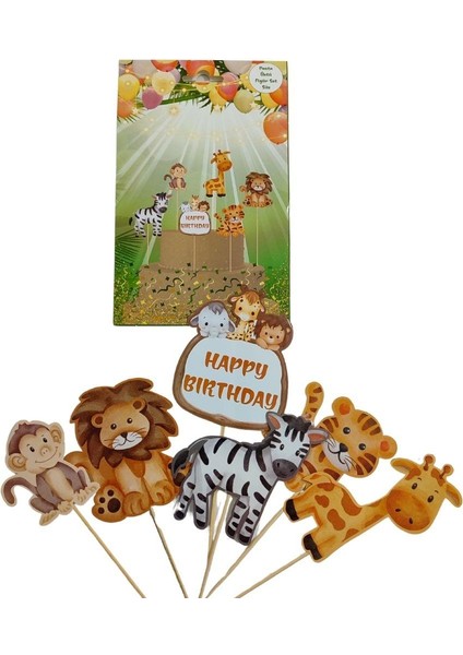 Safari Temalı Karton Pasta Süsü