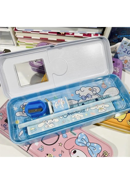 Kawaii Sanrio Kuromi Metal Kalem Kutusu Kırtasiye Seti Cinnamoroll Kuromi Kalemlik Hediye Seti