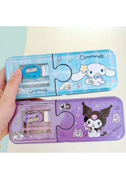 Kawaii Sanrio Kuromi Metal Kalem Kutusu Kırtasiye Seti Cinnamoroll Kuromi Kalemlik Hediye Seti modelleri