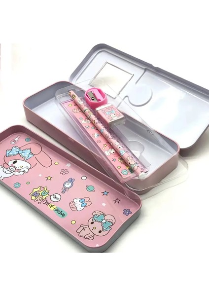 Kawaii Sanrio Kuromi Metal Kalem Kutusu Kırtasiye Seti Cinnamoroll Kuromi Kalemlik Hediye Seti fiyatları