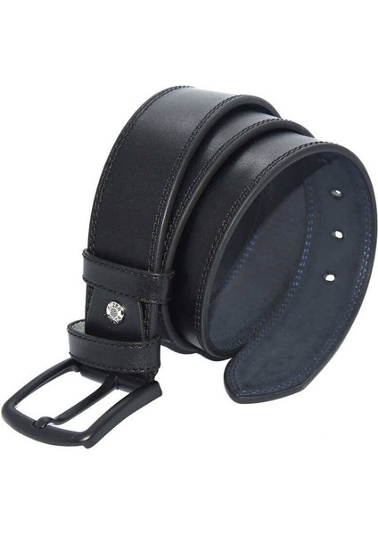 4.5 cm Tokalı Suni Deri Düz Renk Dikişli Model Spor Kemer Siyah