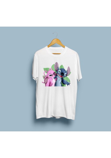 Oversize Stitch And Angel Tasarım Unisex T-Shirt