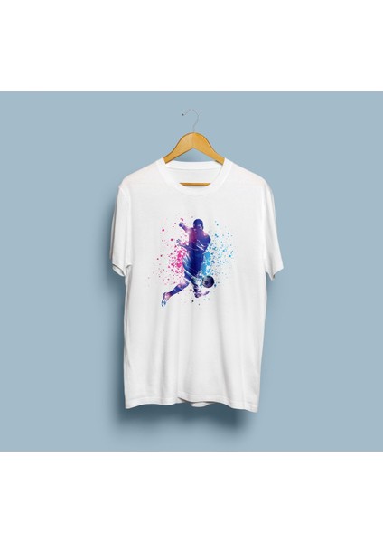 Oversize Dijital Tasarım Futbolcu Baskılı Unisex T-Shirt