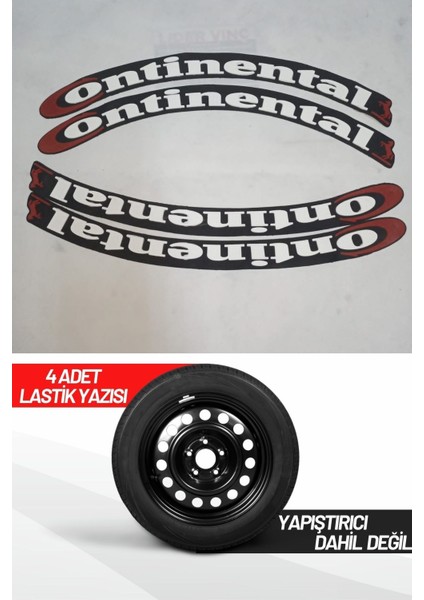 Continental Motosiklet ve Otomobil Araç 3D Oto Lastik Yazısı Sticker Arma 4 Adet