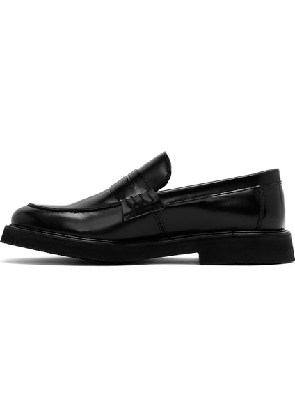 Erkek Siyah Deri Klasik Loafer 25SFD622122
