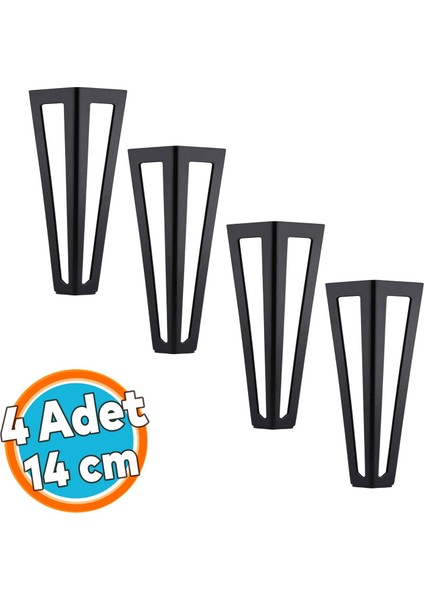 Mobilya Koltuk Baza Puf Sehpa Tv Ünite Masa Ayağı Ayakları Metal Ayakları 14 cm Siyah 4 Adet
