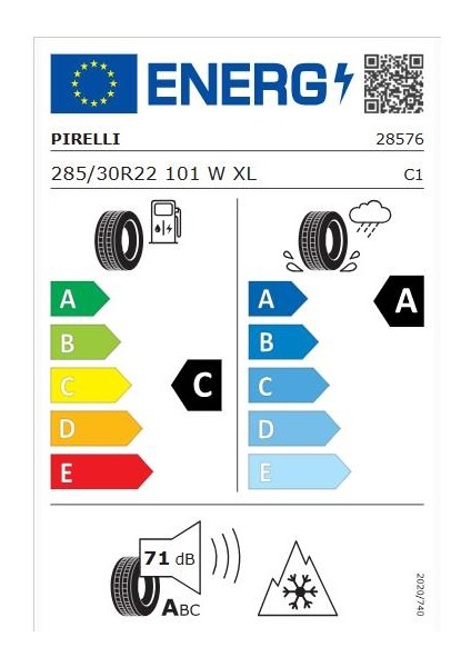 285/30 R22 101W Xl P Zero Winter (Ao) Ncs Oto Kış Lastiği (ÜRETIM:2025)