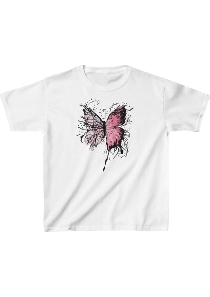 Çocuk Kız Baskılı T-Shirt - Beyaz