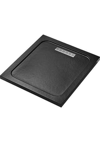 Duş Teknesi - Modstone 80 x 80 Doğal Taş Dokulu - Siyah