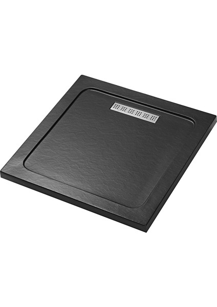 Duş Teknesi - Modstone 80 x 80 Doğal Taş Dokulu - Siyah
