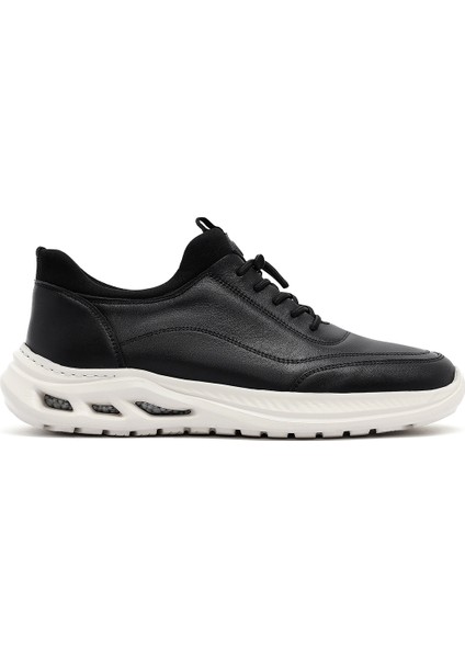 Erkek Siyah Bağcıklı Kalın Tabanlı Deri Sneaker 25SFD6760FT