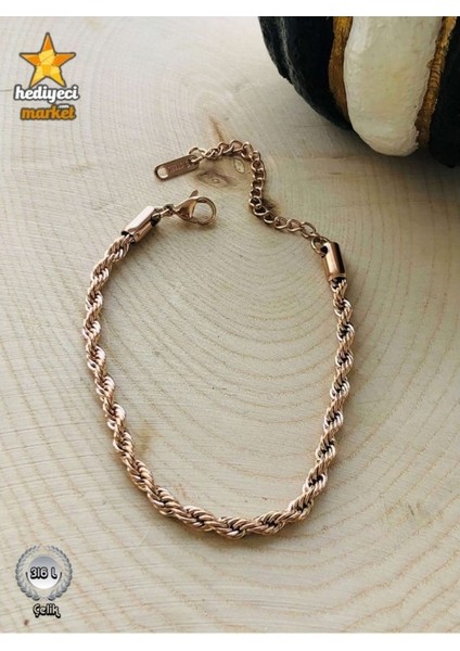 316 L Paslanmaz Rose Burgu Çelik Bileklik - HMÇB-0045 fiyatları