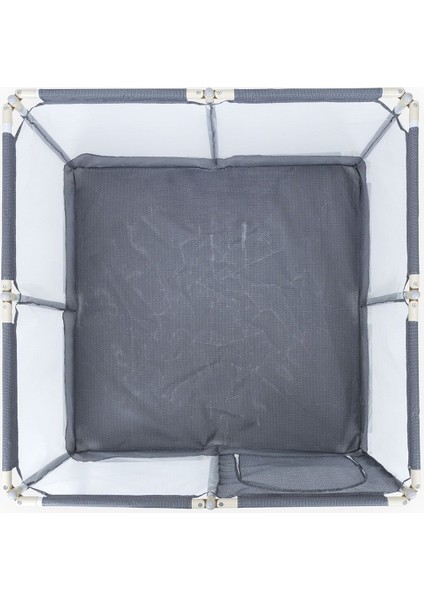 Gri Kare Bebek Oyun Alanı | Katlanabilir, Fileli ve Taşınabilir Oyun Parkı – 120X120X55 cm