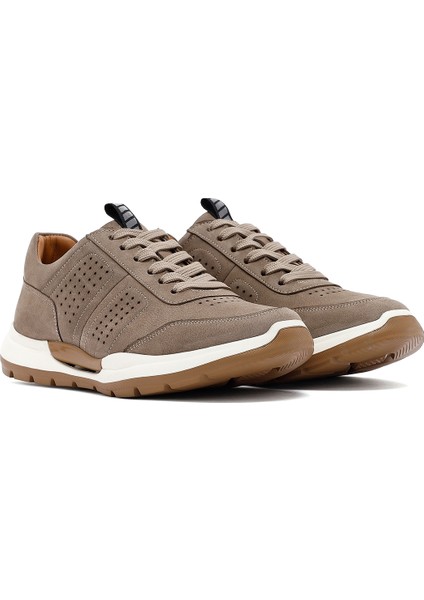 Erkek Gri Bağcıklı Nubuk Deri Sneaker 25SFD6413V3