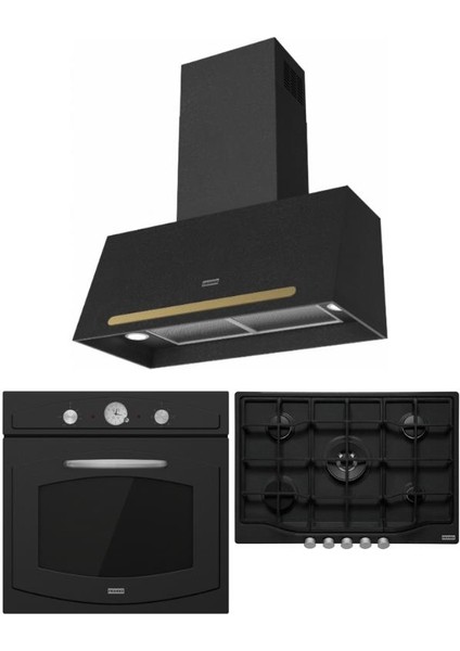 Classic Line Nero Rustik Ankastre Set (Fch 755 4g Tc On C Ocak/fco 86 H Fırın/fco 70 On G Davlumbaz)