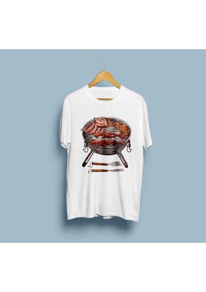 Oversize Barbekü Izgara Tasarım Unisex T-Shirt
