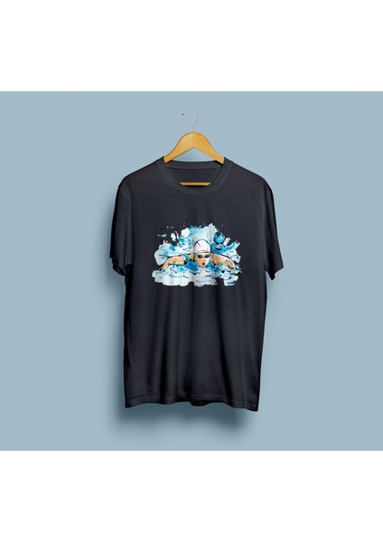 Oversize Swimming Tasarım Unisex T-Shirt