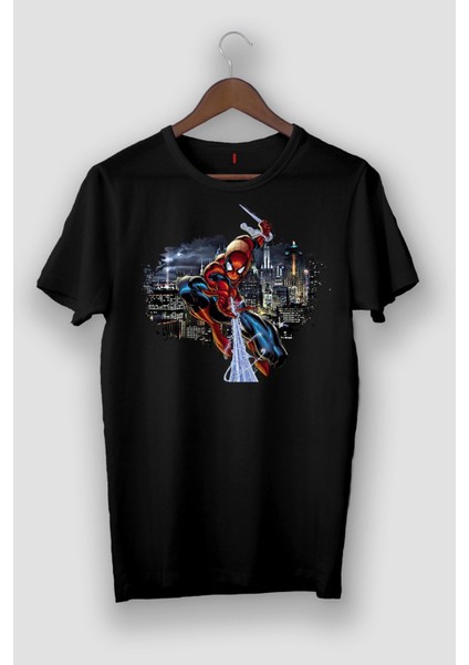 Siyah - Örümcek Adamlı Tişört - Vip Tasarım Tshirt