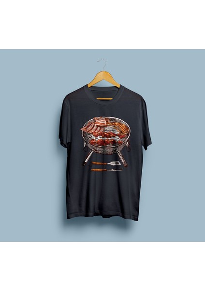 Oversize Barbekü Izgara Tasarım Unisex T-Shirt