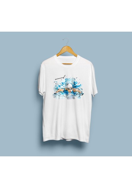 Oversize Swimming Tasarım Unisex T-Shirt