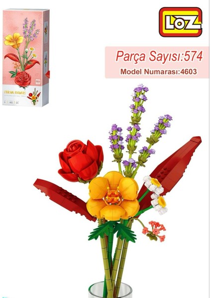 Eternal Flowers Parçalı Yapım Seti – Gül, Hibiskus, Lavanta ve Papatya (574 Parça)