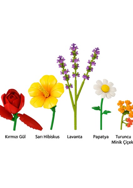 Eternal Flowers Parçalı Yapım Seti – Gül, Hibiskus, Lavanta ve Papatya (574 Parça) modelleri