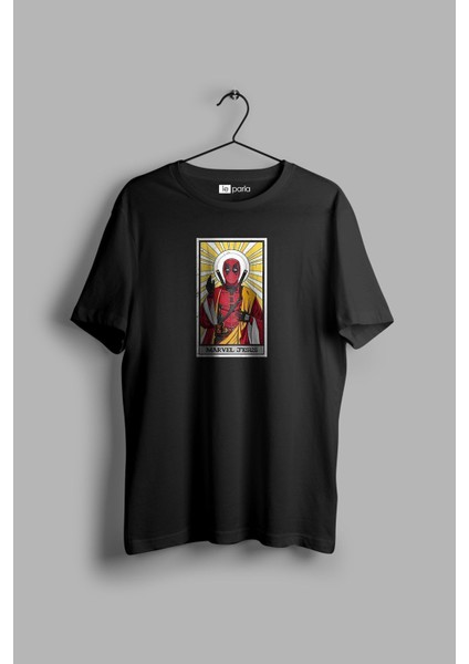 Deadpool Marvel Jesus Baskılı Siyah Tişört