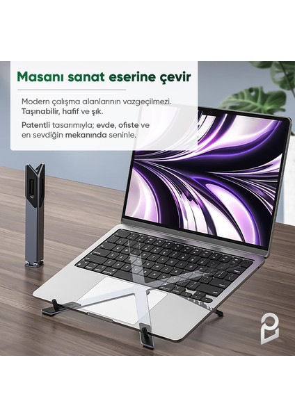 Mini Katlanabilir Kolay Ayarlanabilir Tüm Cihazlarla Uyumlu Patentli Tasarım Macbook Laptop Standı Notebook Yükseltici Stand