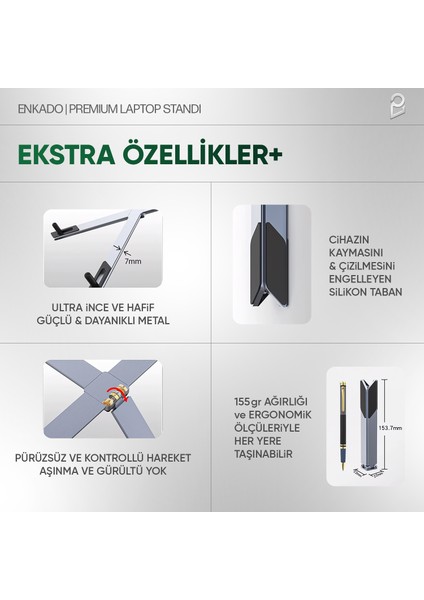 Mini Katlanabilir Kolay Ayarlanabilir Tüm Cihazlarla Uyumlu Patentli Tasarım Macbook Laptop Standı Notebook Yükseltici Stand