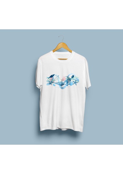 Oversize Deniz Kabukları Tasarım 2 Unisex T-Shirt