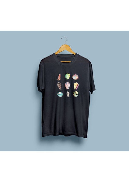 Oversize Deniz Kabukları Tasarım Unisex T-Shirt