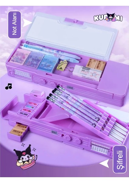 Sanrio Kuromi Çok Fonksiyonlu Şifreli Kalem Kutusu (Mor) Kuromi Kalemlik Sanrio Kore Tarzı fiyatları