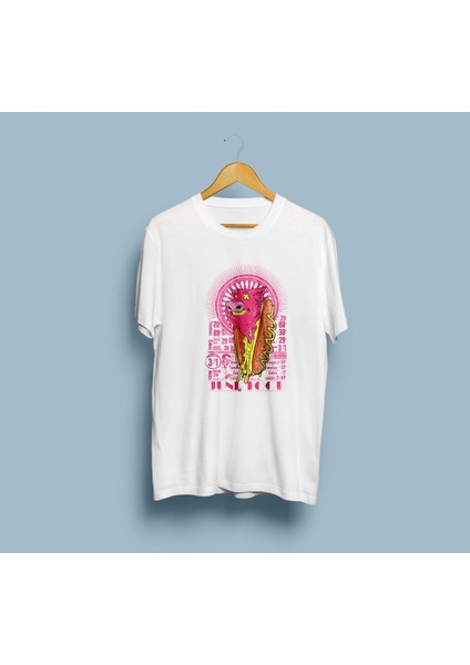 Oversize Hot Dog Tasarım Unisex T-Shirt