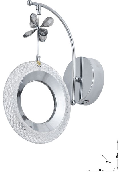 Ribera Power Ledli Modern Lüks Duvar Aplik (3 Renk Sarı-Beyaz-Gün Işığı) - Krom