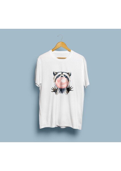 Oversize Rakun Tasarım Unisex T-Shirt