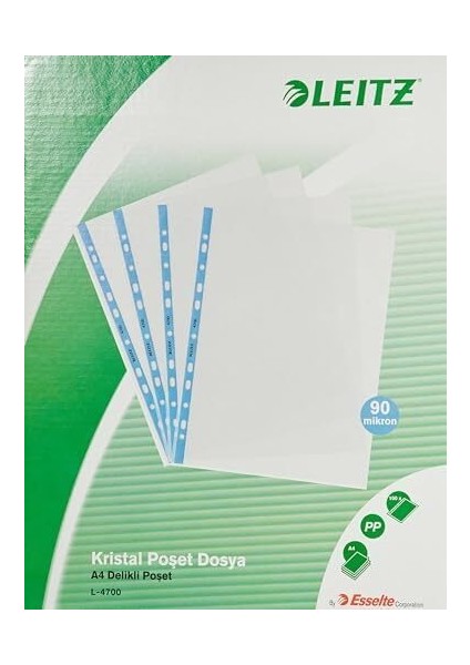 47001035 Poşet Dosya Kristal, 100 Adet, Şeffaf