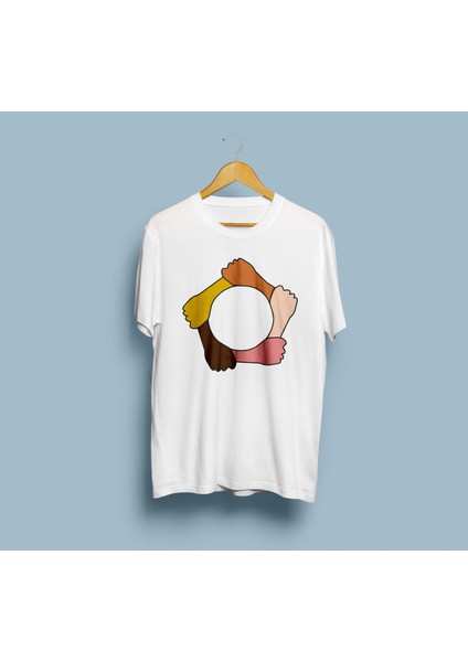 Oversize Eller Eşitlik Temalı Tasarım Unisex T-Shirt