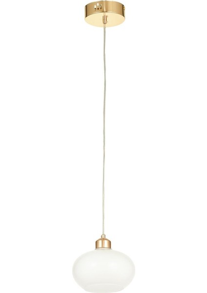 Vanna Tekli Beyaz Camlı Salon Oturma Odası Modern Avize - (Gold Kaplama)