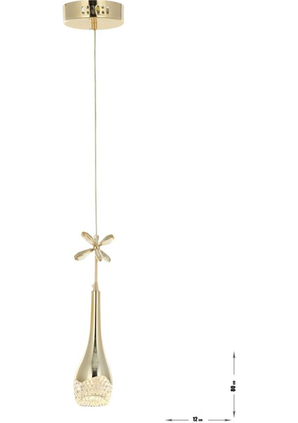 Lale Tekli Ledli Modern Lüks Sarkıt Avize (3 Renk LED Sarı - Beyaz - Gün Işığı) - Gold