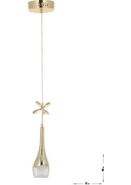 Lale Tekli Ledli Modern Lüks Sarkıt Avize (3 Renk LED Sarı - Beyaz - Gün Işığı) - Gold