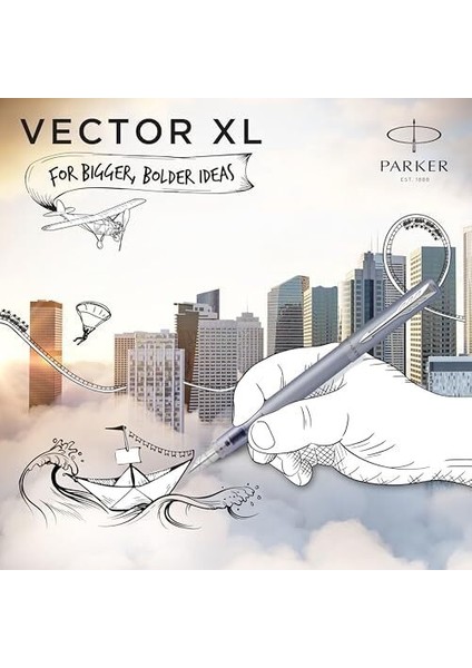 Vector Xl Mat Dolma Kalem, Gümüş-Mavi, M, Mavi