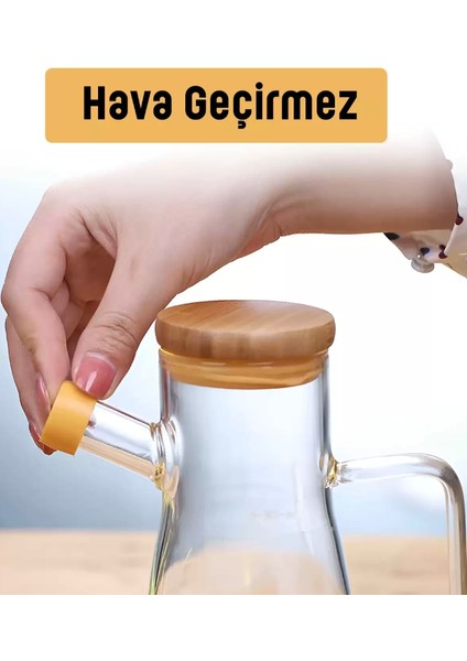 Cam Yağdanlık 500 ml – Bambu Kapaklı, Hava Geçirmez Sirkelik & Sıvı Yağ Şişesi fiyatları